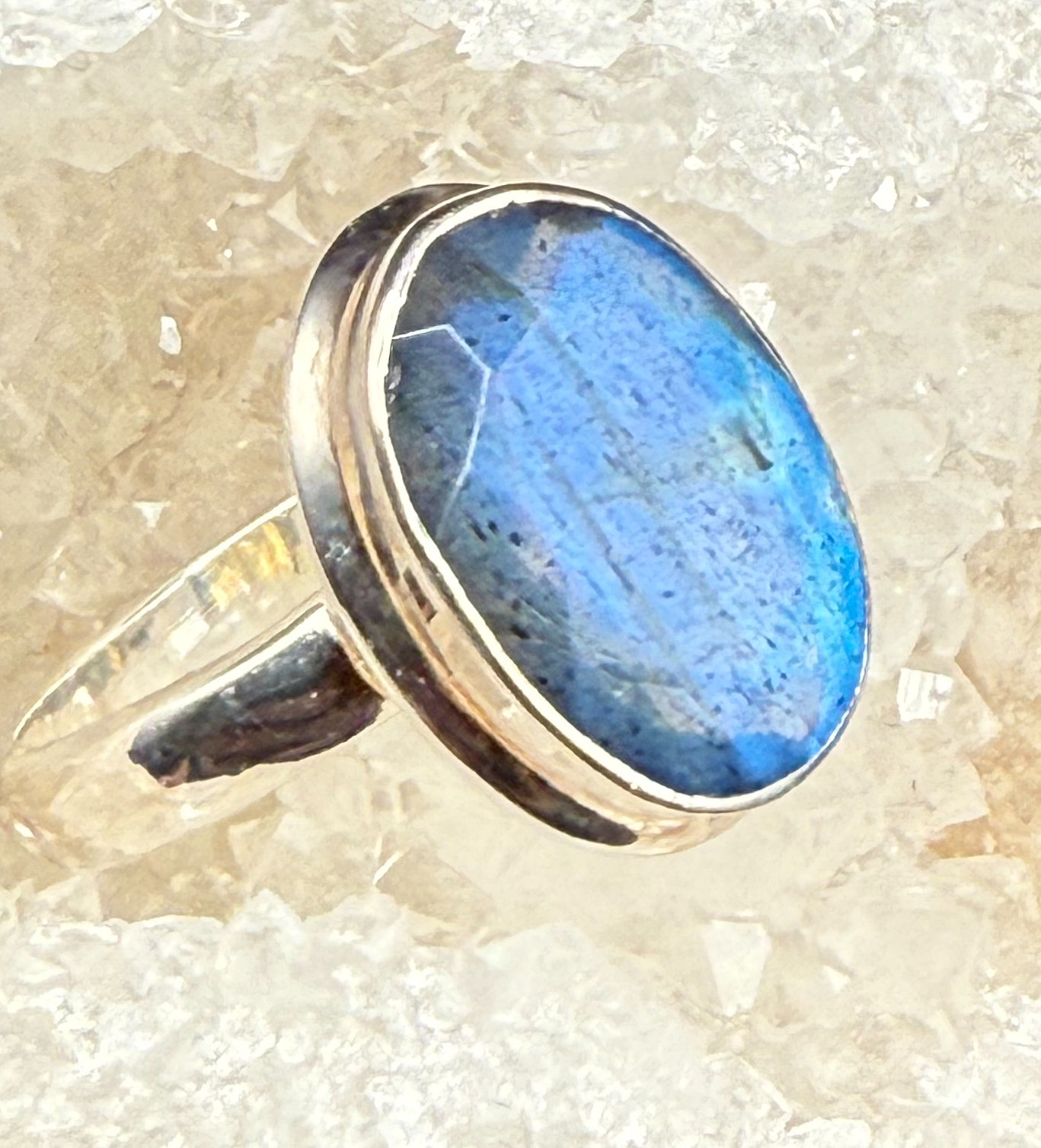 Peacock Blue Laboradite Ring