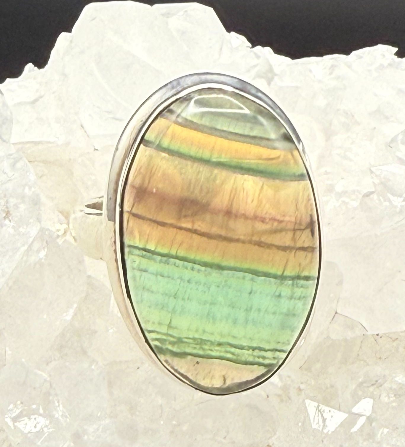 Rainbow Flourite Ring
