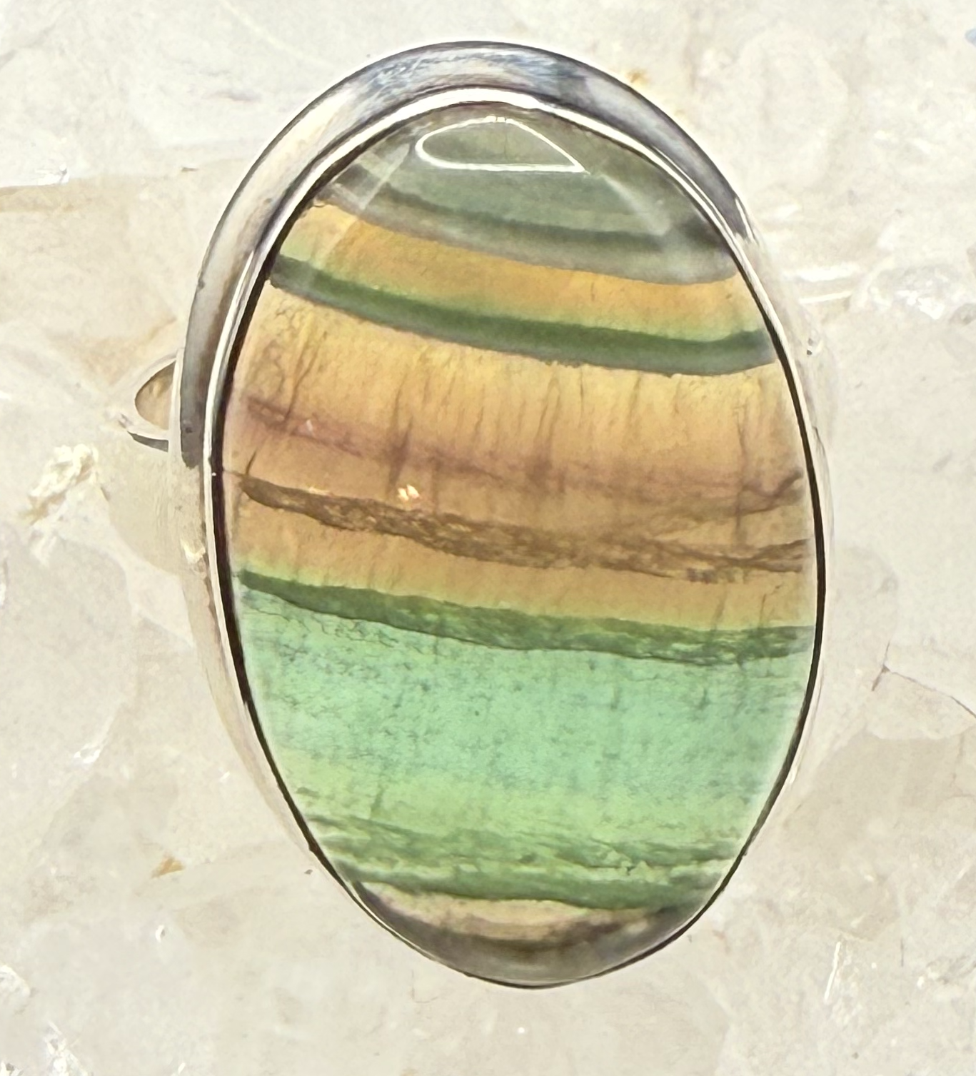 Rainbow Flourite Ring