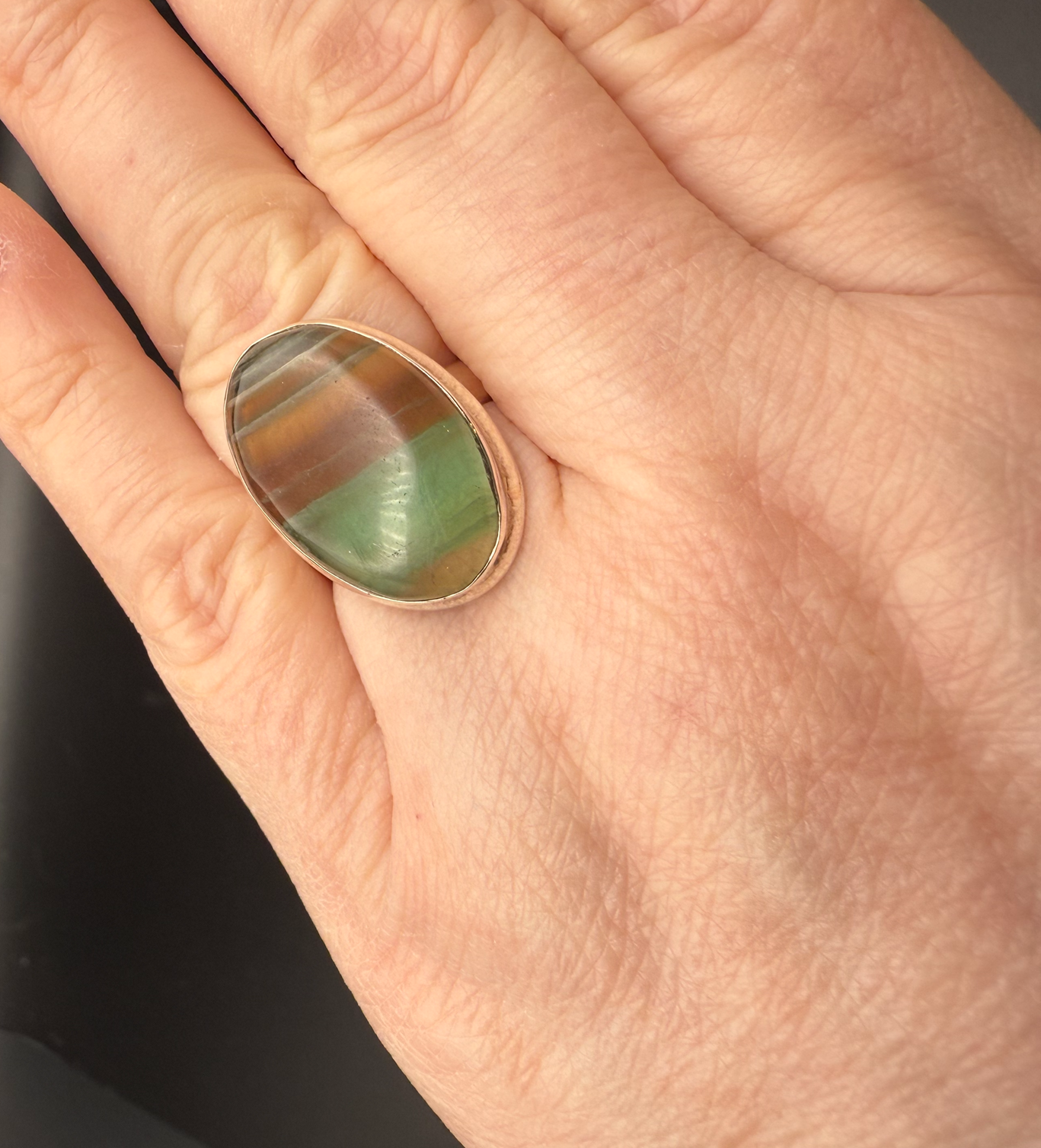 Rainbow Flourite Ring